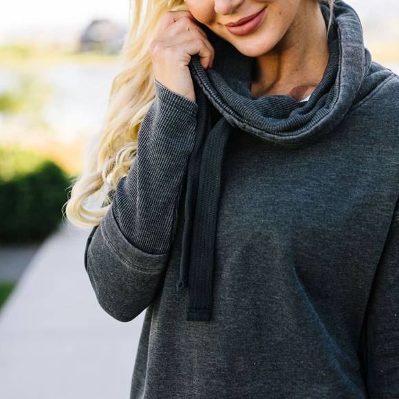 Mono B Thumbs Up Cowl Neck Pullover - Picture 6 of 8